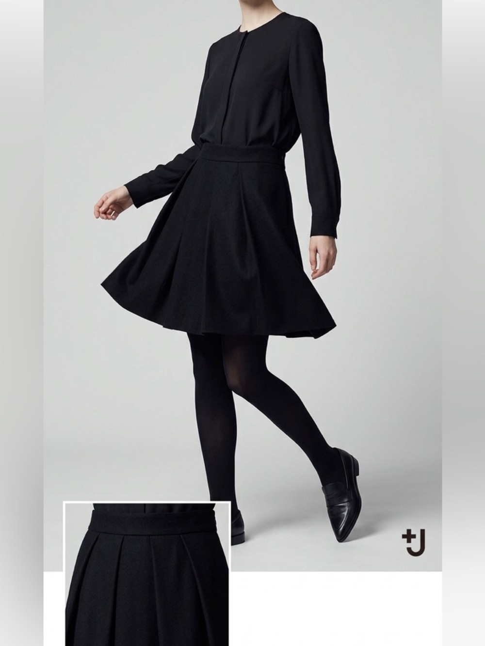 Uniqlo +J Front Pleat Wool Skirt